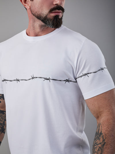 Camiseta Unconventional Barbed Wire em Algodão Egípcio Branco