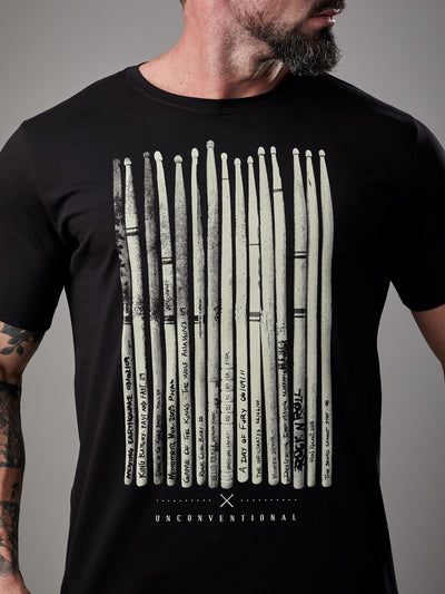 Camiseta Unconventional® Drumsticks em Algodão Egípcio Preto