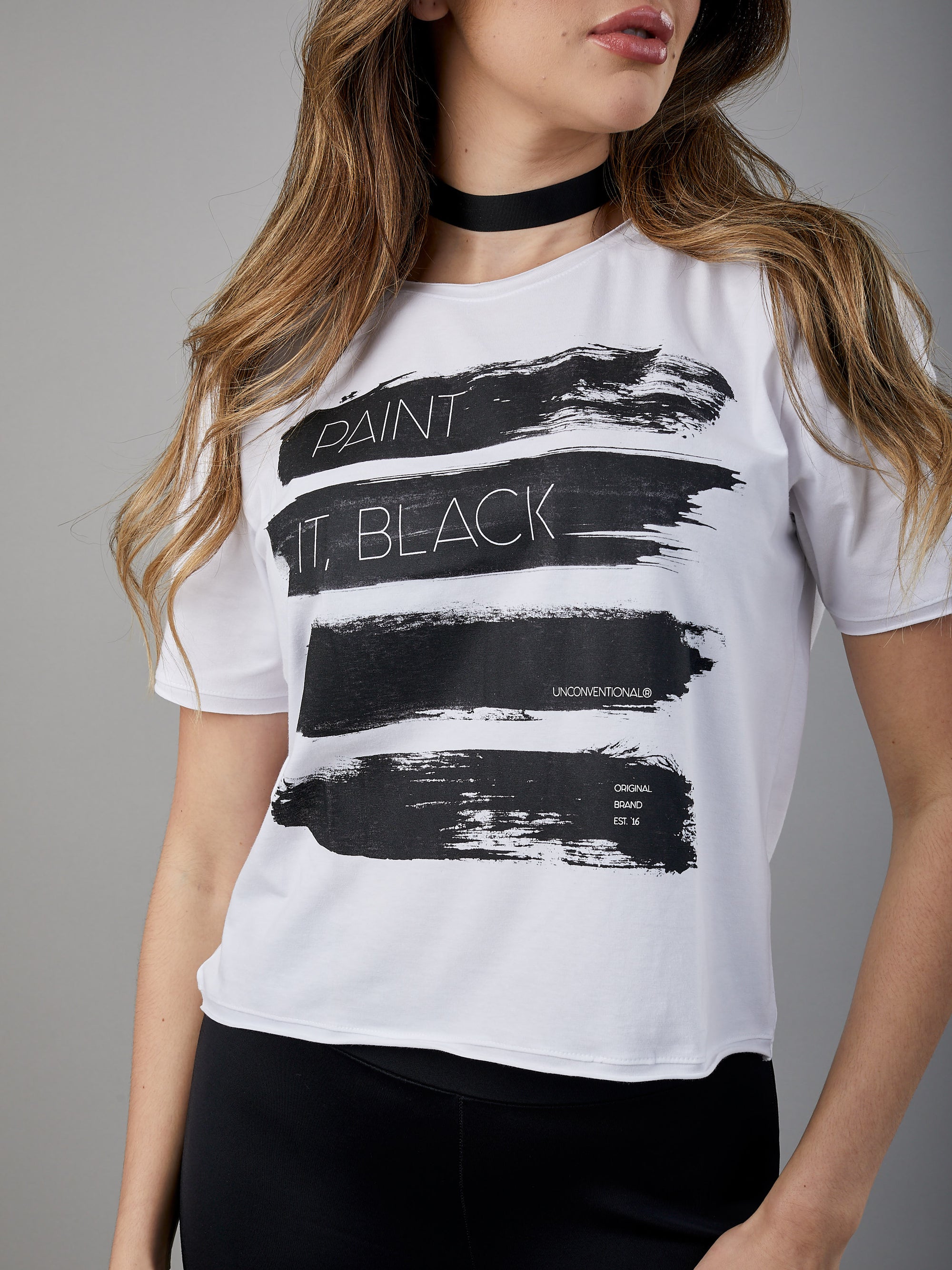 T-shirt Unconventional Paint it, Black em Algodão Egípcio