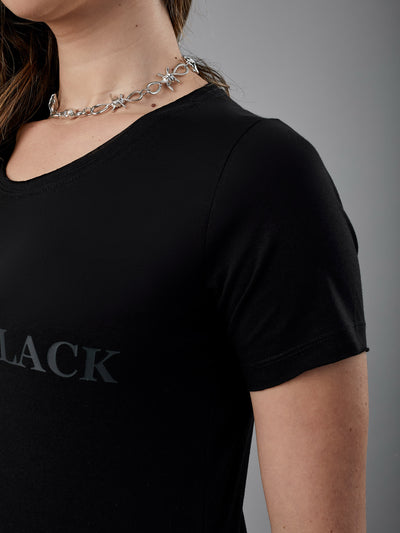 T-shirt Unconventional® Back in Black em Algodão Egípcio