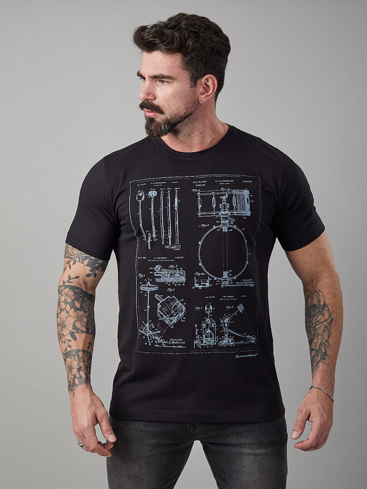 Camiseta Unconventional® Drum Parts em Algodão Egípcio