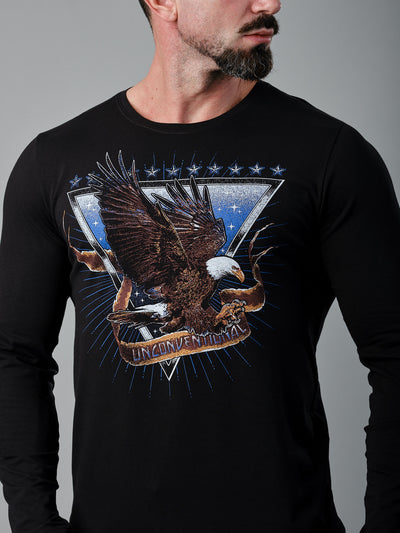 Camiseta UNCONVENTIONAL® American Eagle Manga Longa em Algodão Egípcio