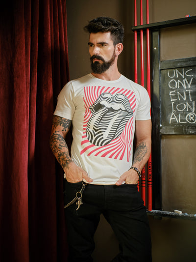 Camiseta Unconventional® Tongue em algodão egípcio off-white