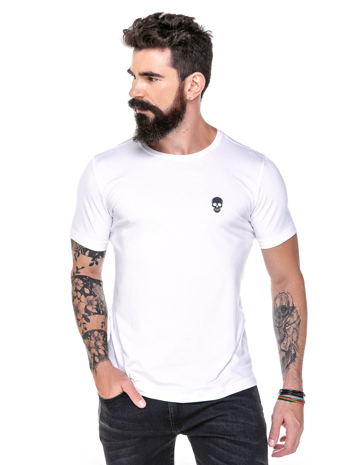 Camiseta masculina Skull - branca