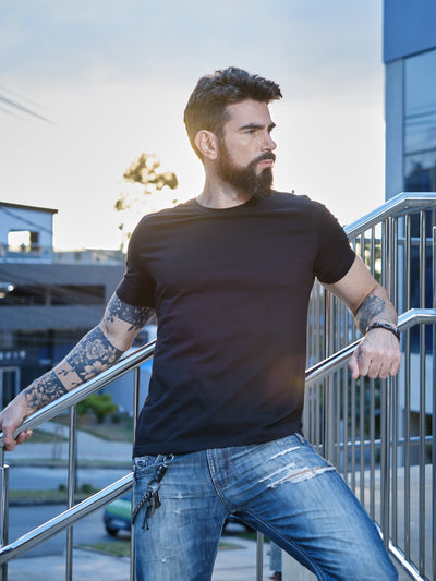 ROCK CLUB, BABY - camiseta masculina all black em algodão egípcio