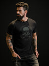 Camiseta Unconventional® Green Skull em algodão egípcio preto