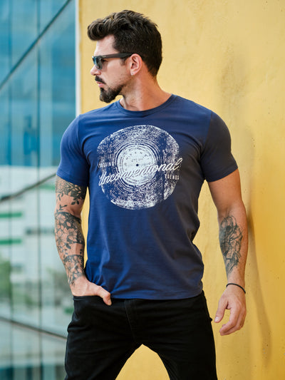 Camiseta Unconventional® Vinyl em Algodão Egípcio Azul