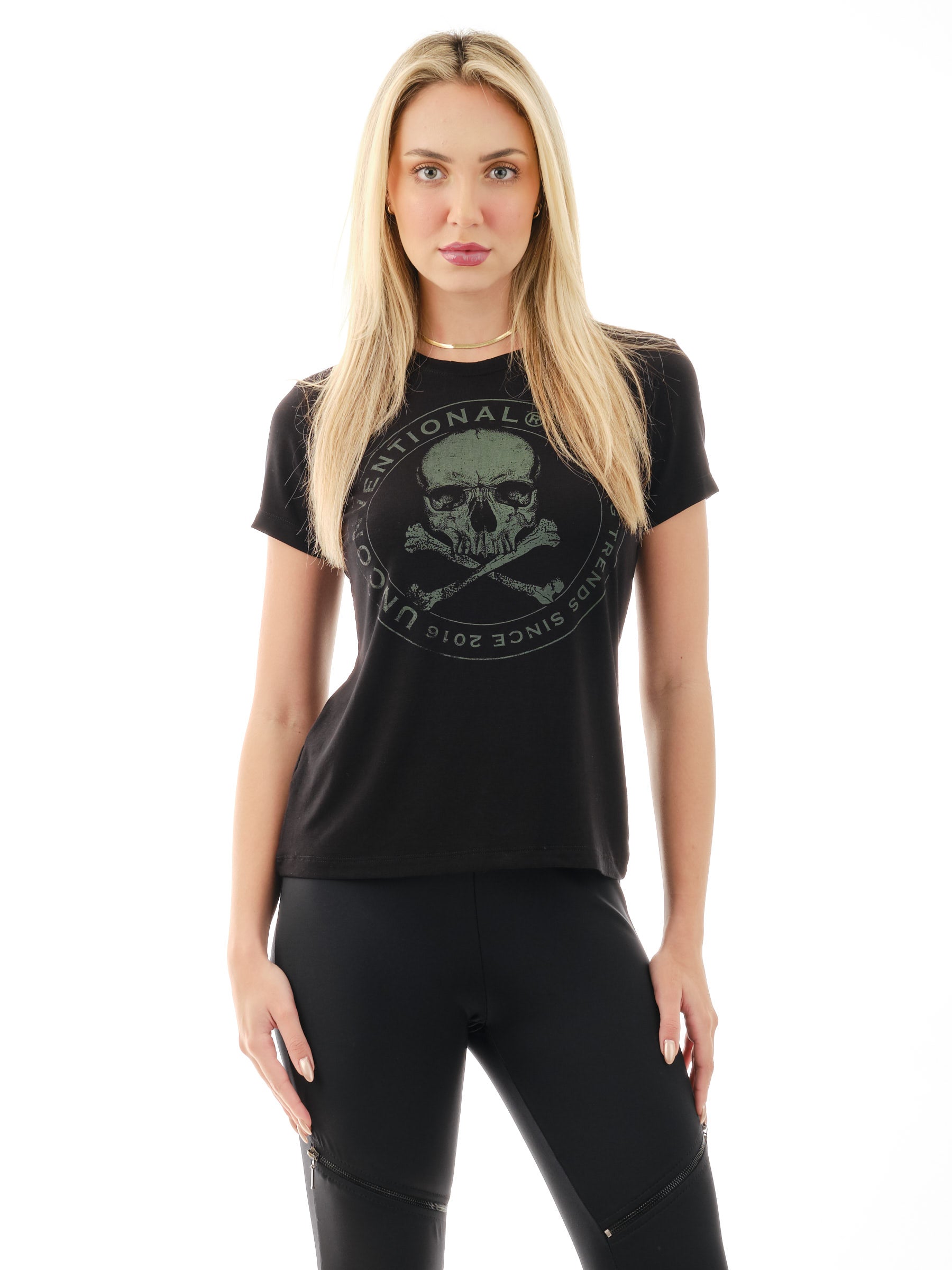 T-shirt Unconventional® Green Skull