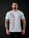 Camiseta Unconventional® Dragon Flower em Algodão Egípcio Branco