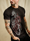 Camiseta Unconventional® Dragon Flower Black em Algodão Egípcio