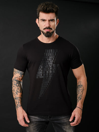 Camiseta Unconventional® Thunderstruck em algodão egípcio preto