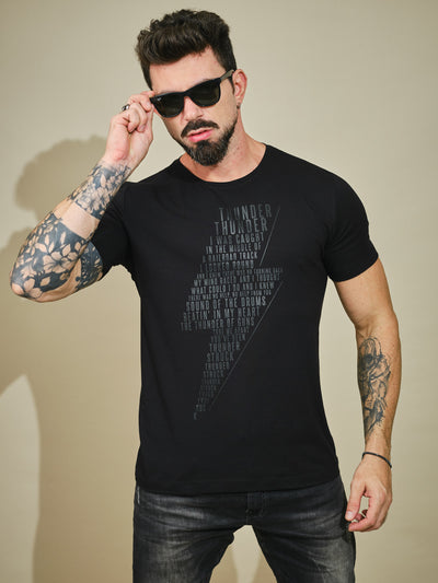 Camiseta Unconventional® Thunderstruck em algodão egípcio preto