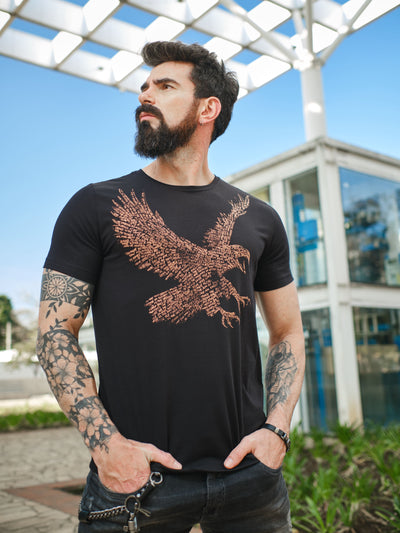 Camiseta Unconventional® Eagle em Algodão Egípcio Preto